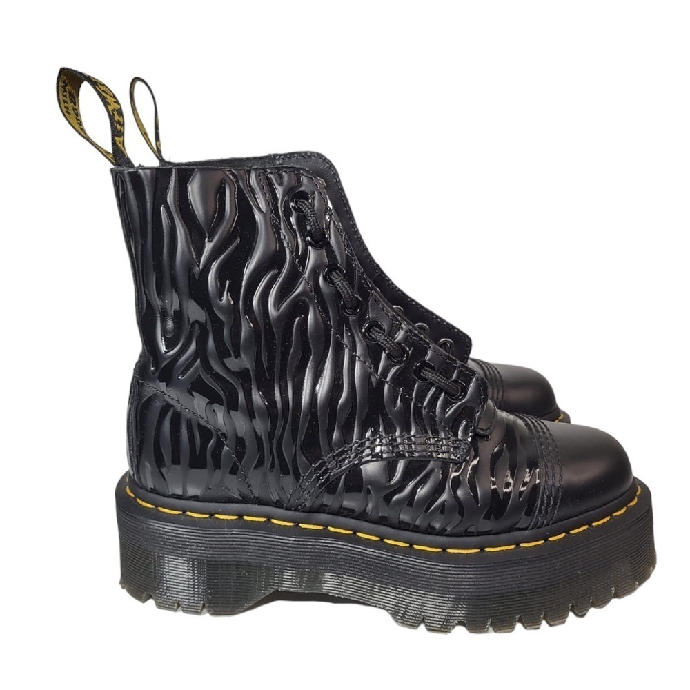 Dr. Martens Sinclair Platform Zebra Embossed Zip Up Lace Closure in Black - Picture 10 of 16
